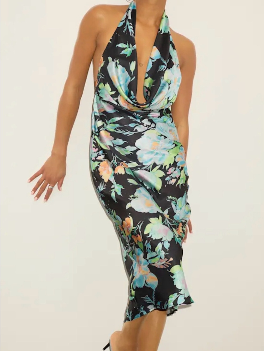 Lulus Floral Cowl Neck Slip Dress